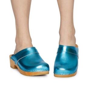 Swedish Husband Clog, Turquoise Metallic, 40